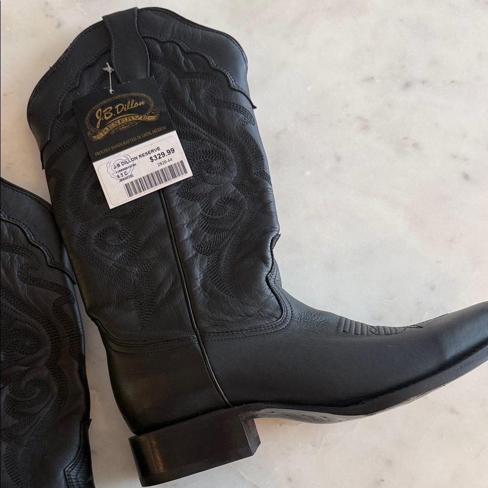 J.B. Dillon Black Western Embroidered Leather Boots